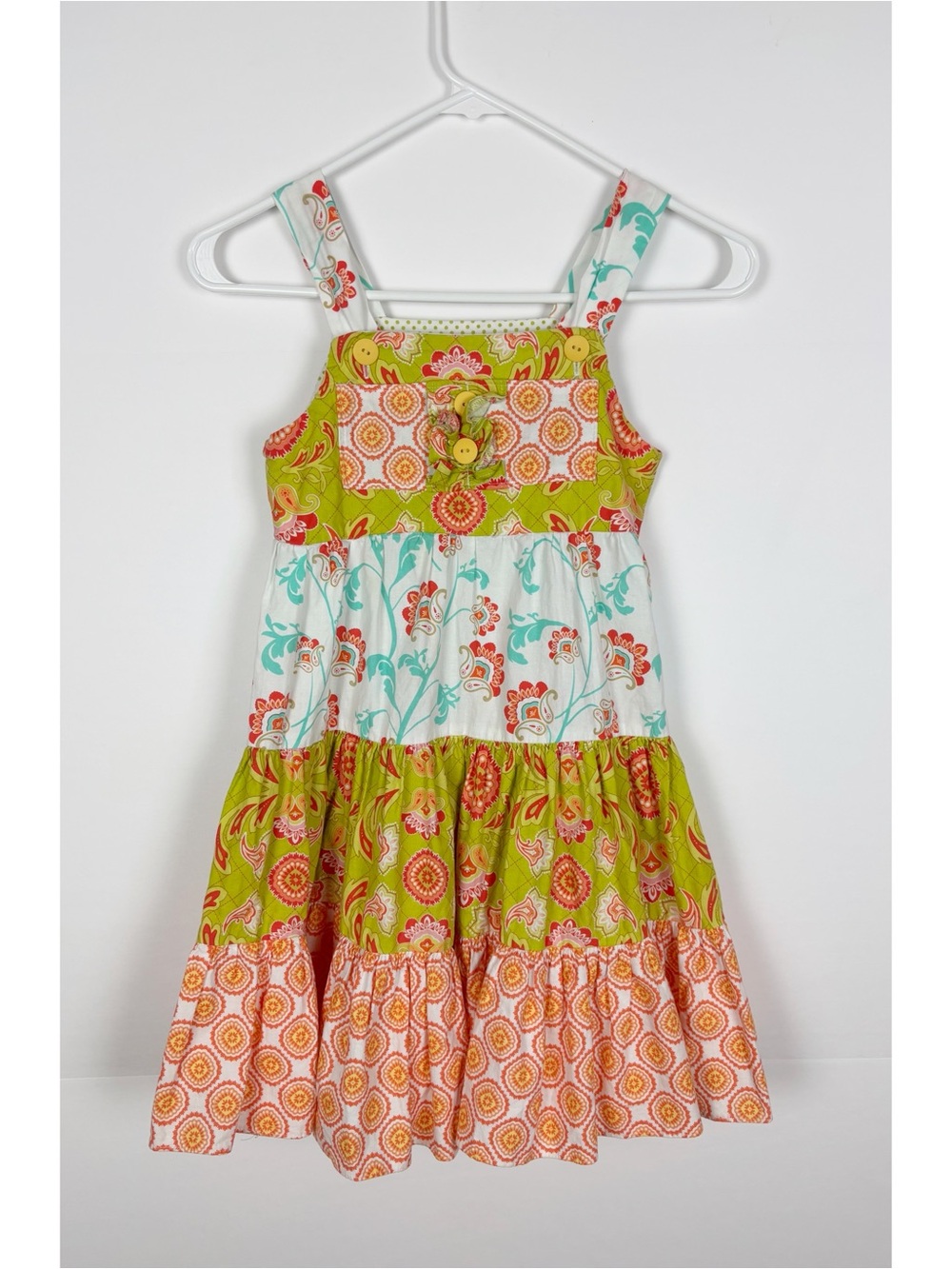Smartie Britches Girls Patchwork Tiered
Sundress Floral Orange Green Size 6